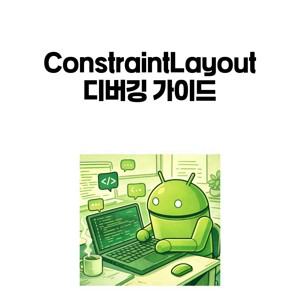 ConstraintLayout 디버깅 가이드를 설명하는 안드로이드 대표 이미지