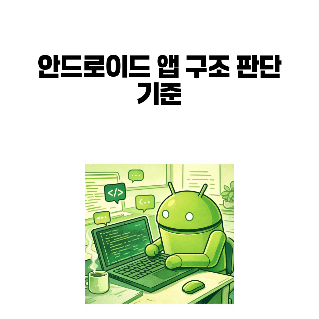 안드로이드 로봇 베이스 썸네일로 만든 안드로이드 앱 구조 판단 기준 대표 이미지