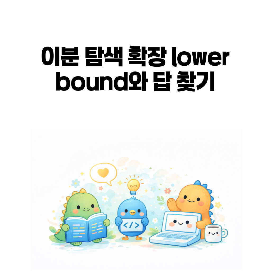 이분탐색, lower bound, upper bound, parametric search를 한 흐름으로 정리한 대표 이미지