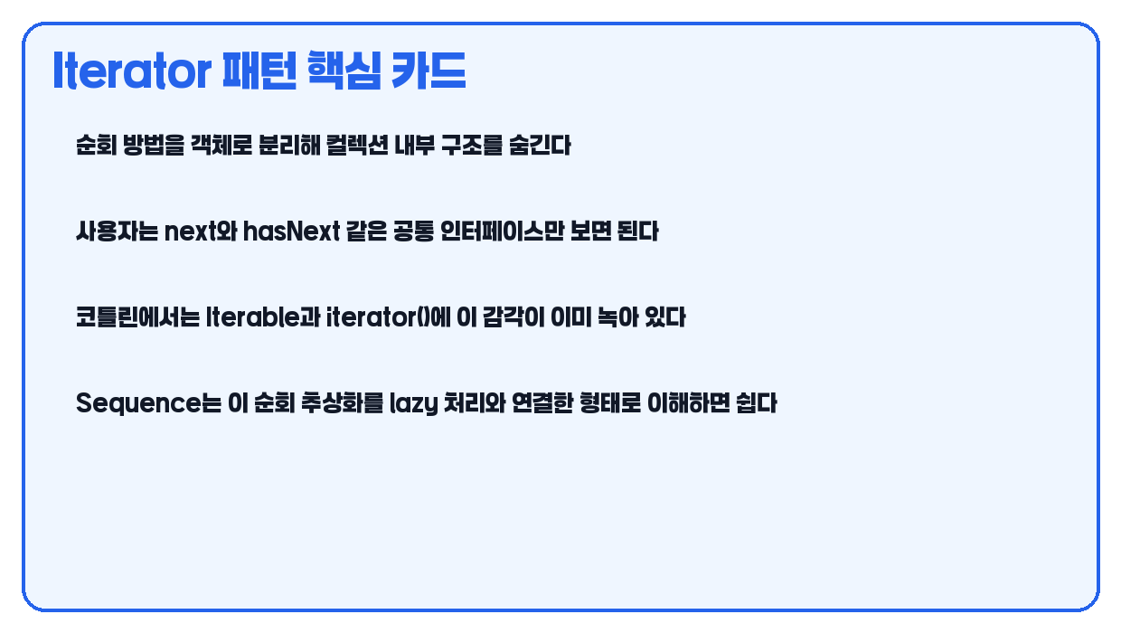 Iterator 패턴 핵심 카드