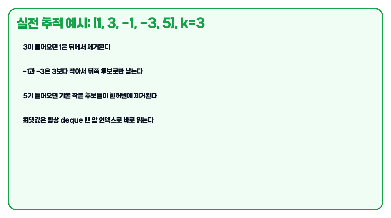 모노톤 큐 실전 윈도우 추적 예시 카드