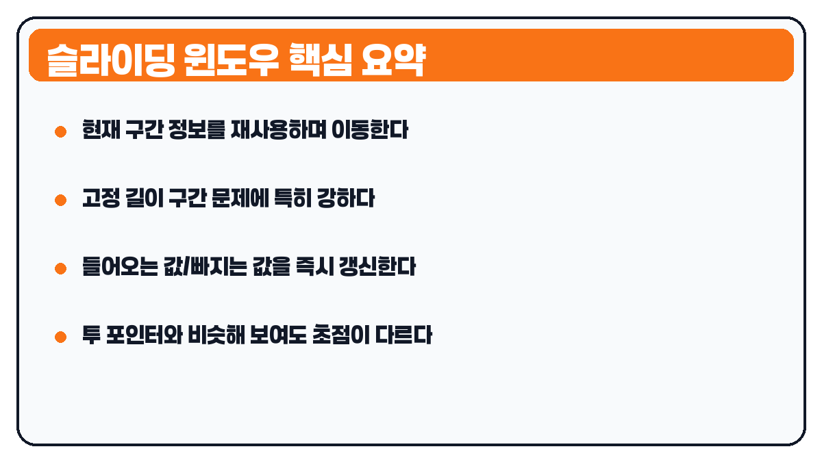 슬라이딩 윈도우란 무엇일까 요약 카드