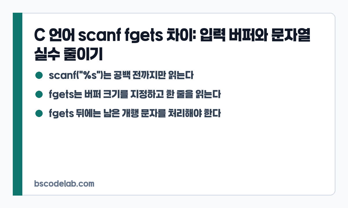 C scanf와 fgets 차이 요약 카드