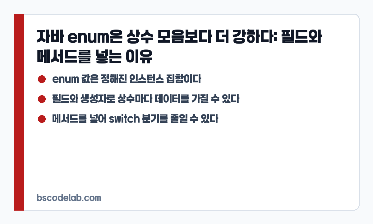 자바 enum 사용 기준 요약 카드