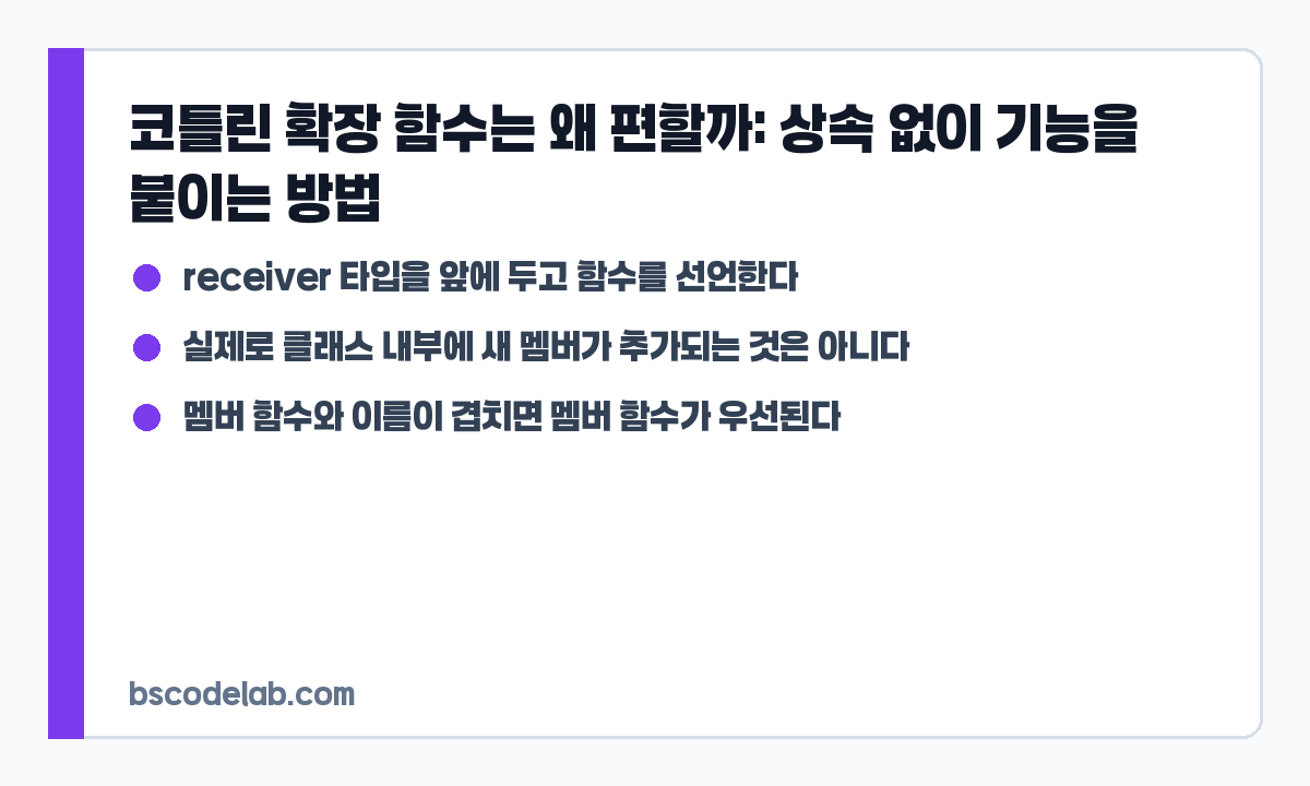 코틀린 확장 함수 사용 기준 요약 카드