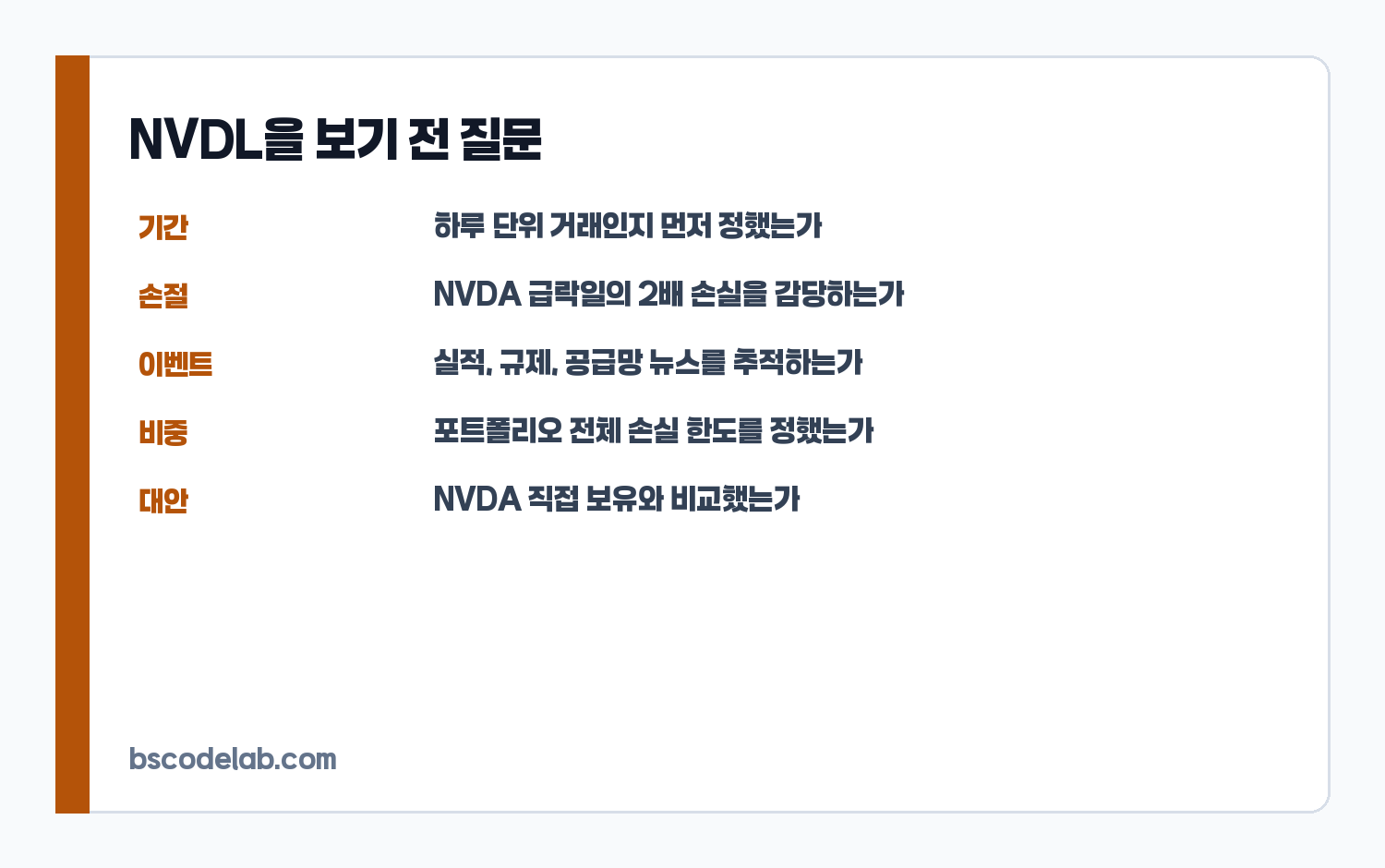 NVDL 투자 전 체크리스트 카드