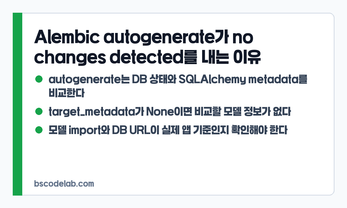 Alembic autogenerate 점검 카드