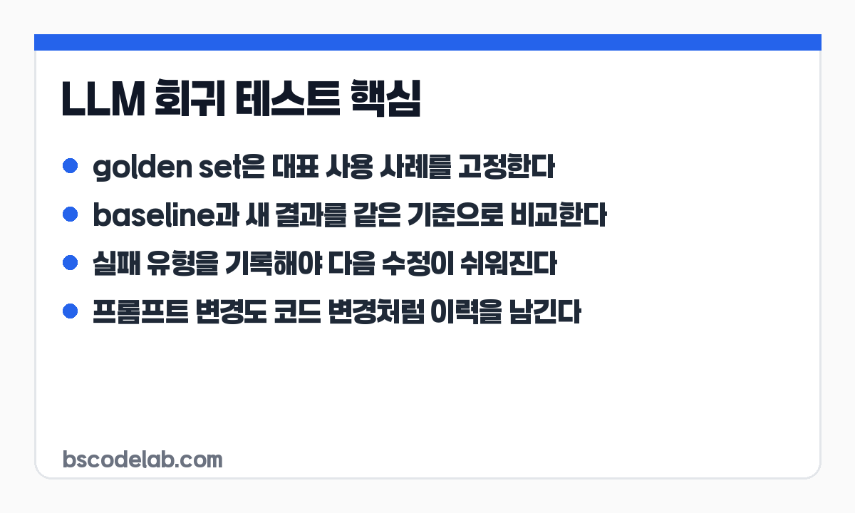 LLM 회귀 테스트 핵심 카드