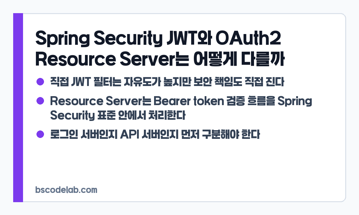 Spring Security JWT와 Resource Server 선택 기준 카드
