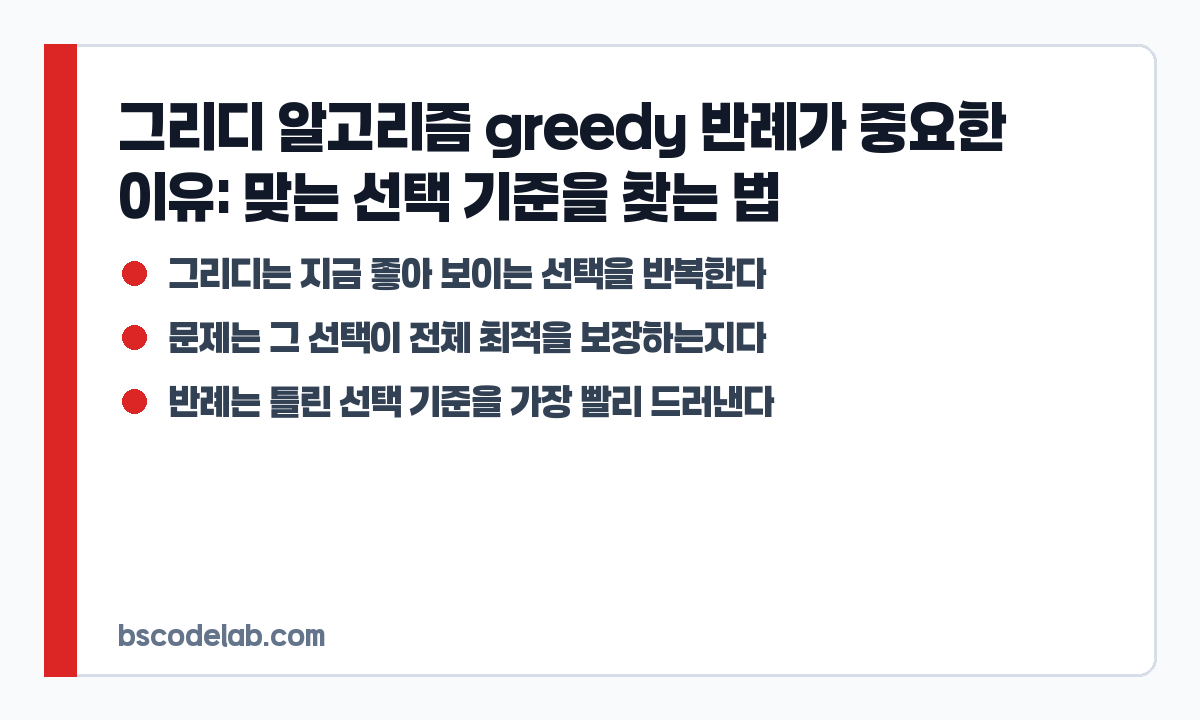 그리디 알고리즘 반례 검증 카드