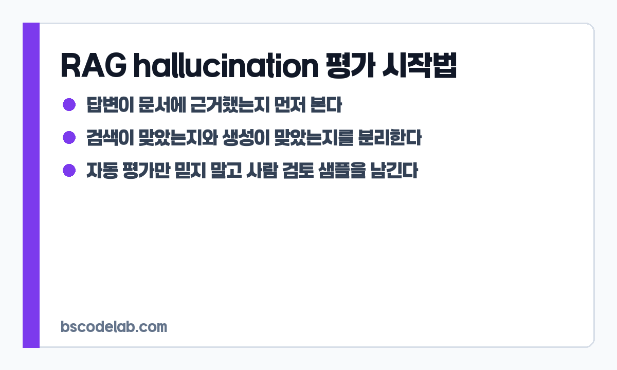 RAG hallucination 평가 기준 요약 카드