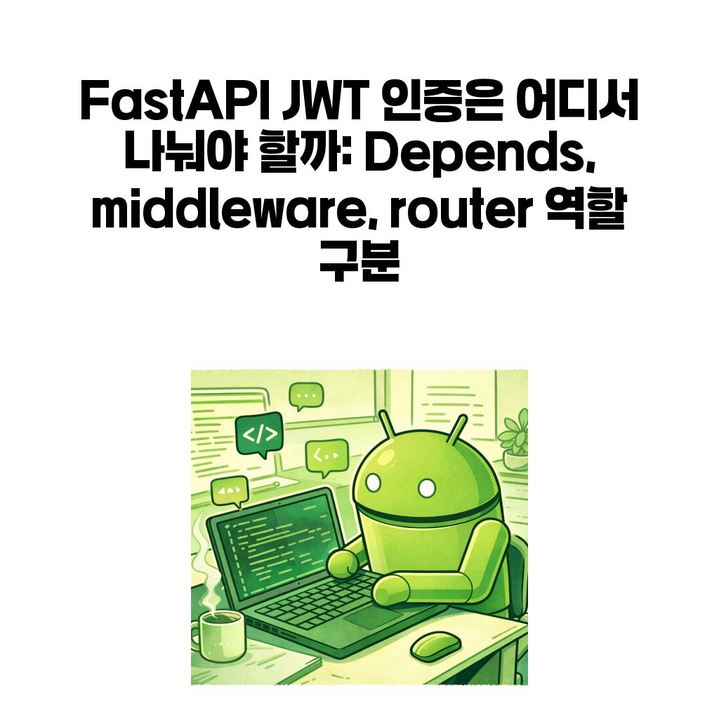 FastAPI JWT 인증은 어디서 나눠야 할까: Depends, middleware, router 역할 구분 FastAPI JWT 인증은 어디서 나눠야 할까: Depends, middleware, router 역할 구분