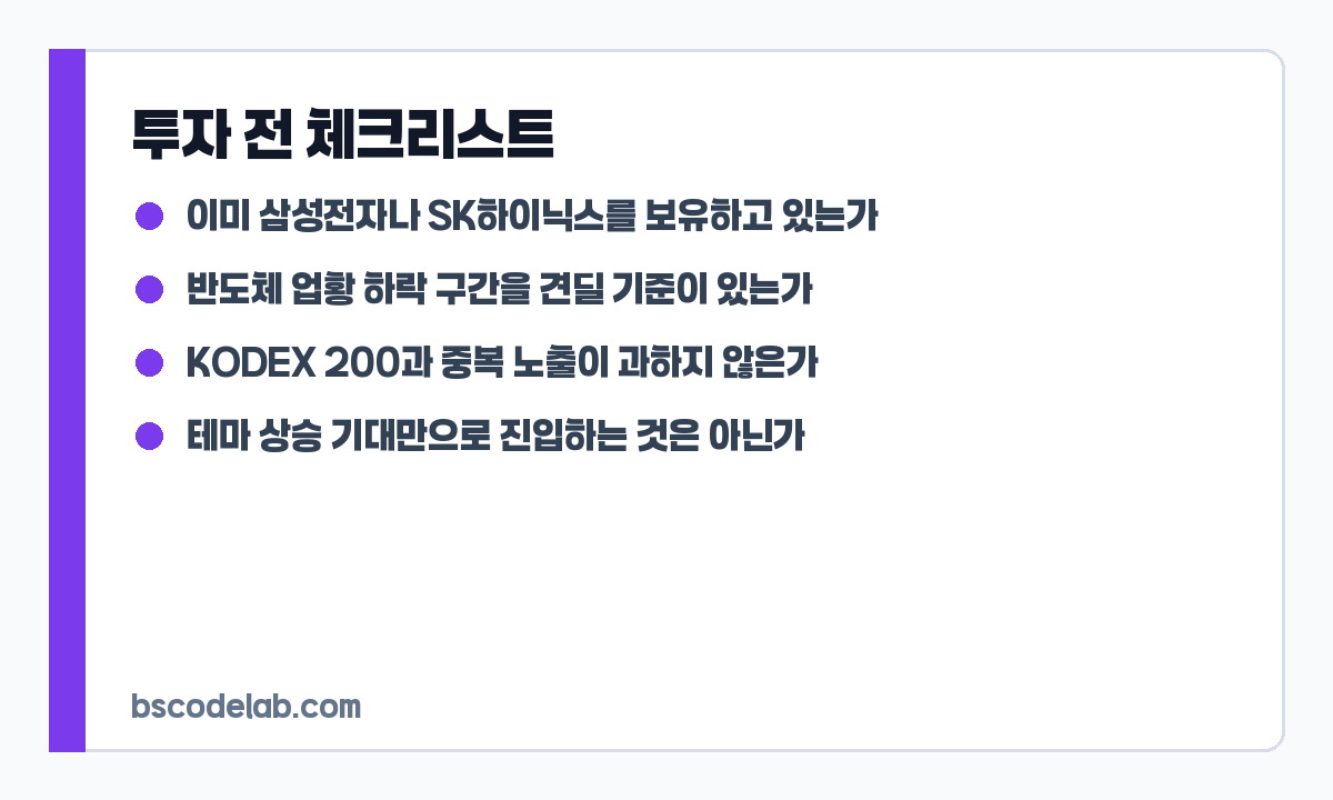 KODEX 반도체 투자 전 체크리스트 카드